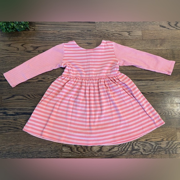 Hanna Andersson Pink Day Play Striped Long Sleeve Dress Sz 4T - Picture 2 of 4